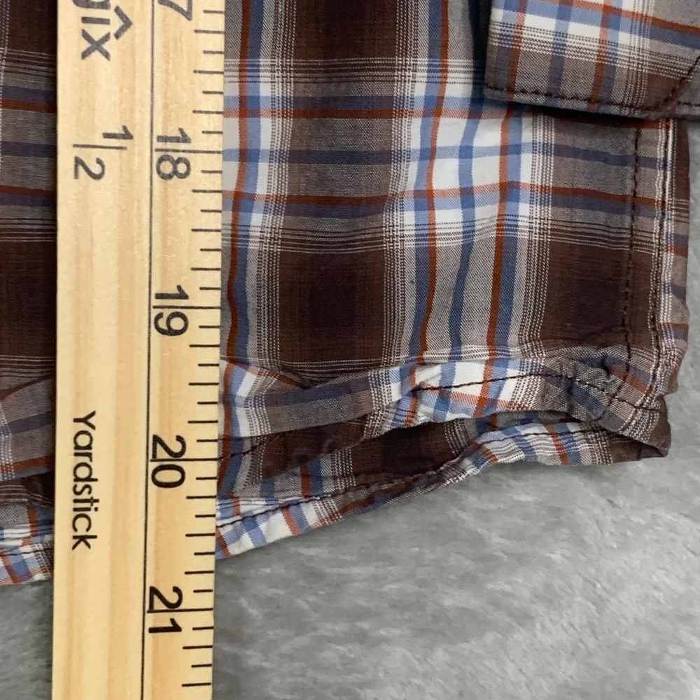Rough Stock by Panhandle Western Pearl Snap Shirt Boys M 10 Brown Plaid Cowboy - Picture 8 of 9